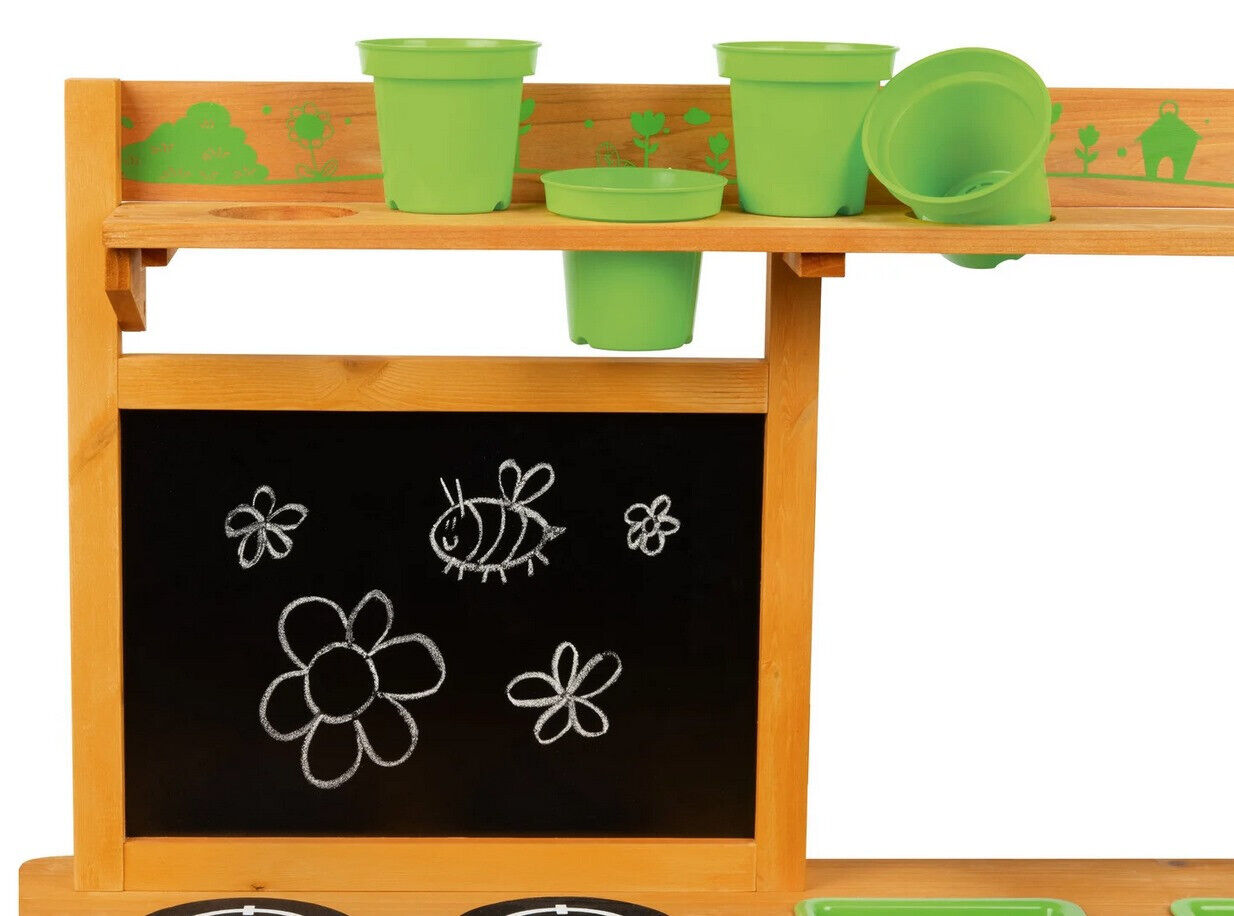 Playtive Outdoor Matschküche aus Holz – Spielküche für Kinder mit Zubehör