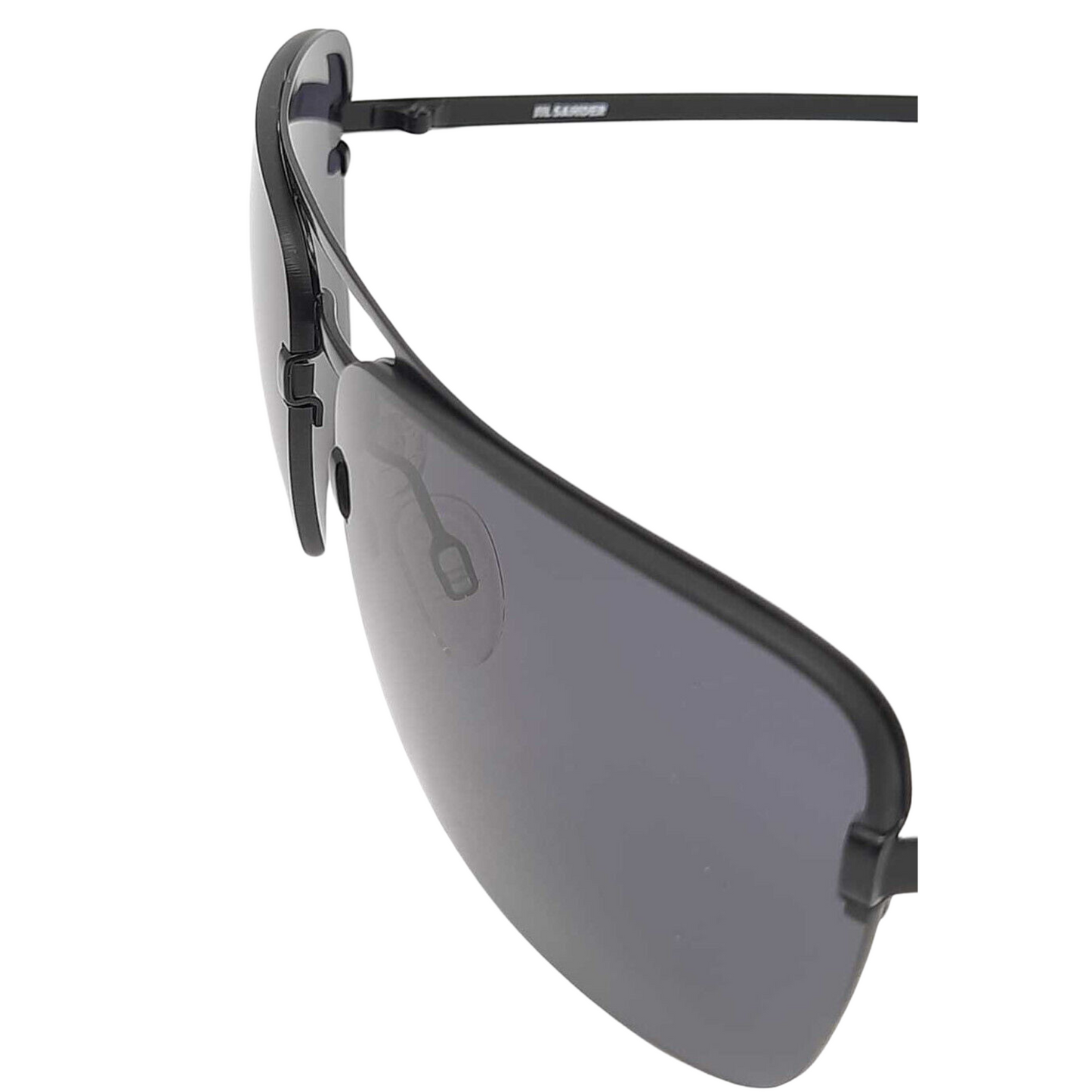 JIL SANDER Sonnenbrille Unisex – Modell J1005-A-5915-140-V283 Halbrand-Design in Schwarz mit verlaufsgetönten Gläsern