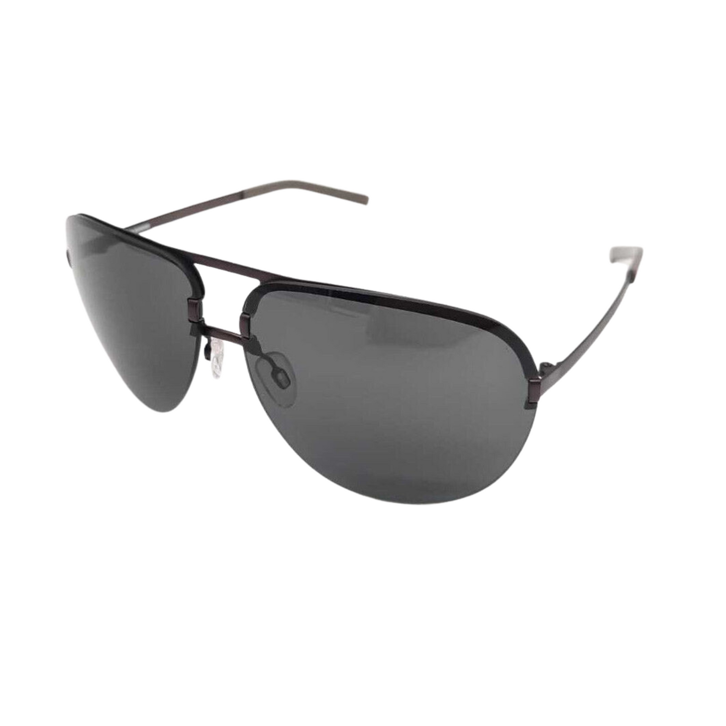JIL SANDER Piloten-Sonnenbrille Unisex – Modell J1004-C-6211-135-V285 Schwarz Halbrand-Rahmen & Getönte Gläser