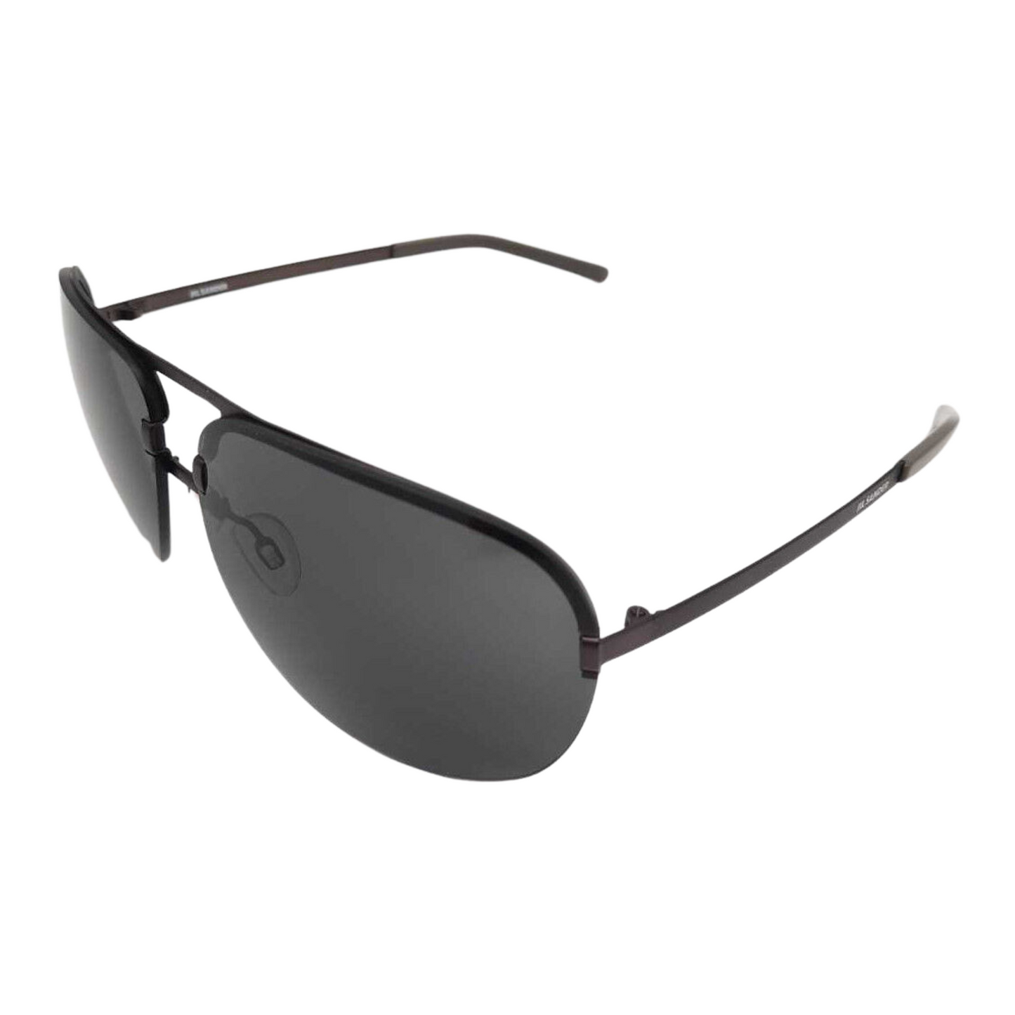 JIL SANDER Piloten-Sonnenbrille Unisex – Modell J1004-C-6211-135-V285 Schwarz Halbrand-Rahmen & Getönte Gläser